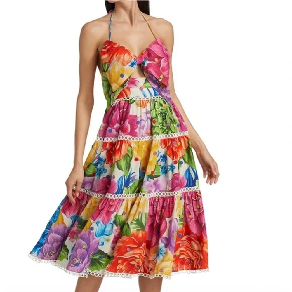 💕SOLD💕NWT Anthropologie Farm Rio Rainbow Chita Flower MIDI Dress - Picture 3 of 16